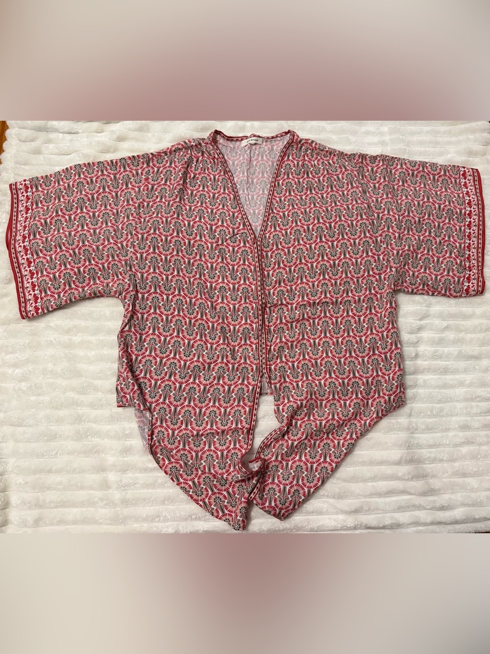 Max Studio Patterned Tie-front Top